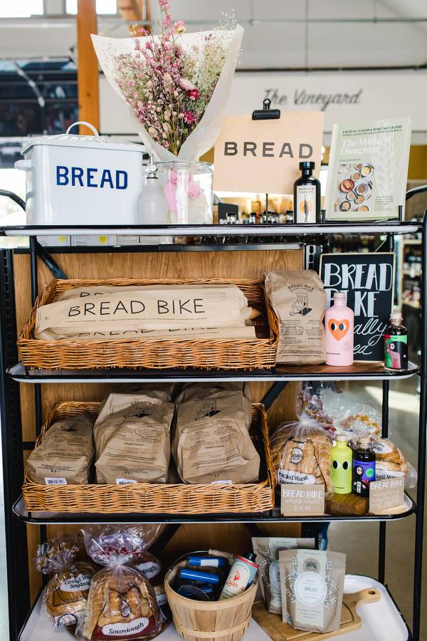 bread items on a grocery store shelf
